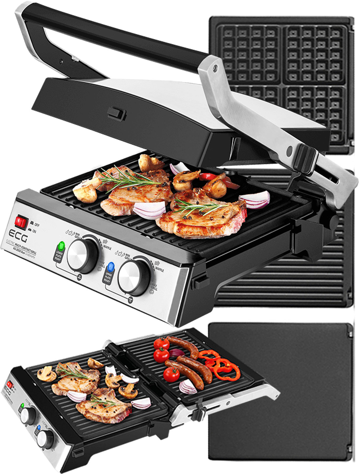 

Grill Panini Gofry 3w1 Ecg 2000W rozkładany Ilag