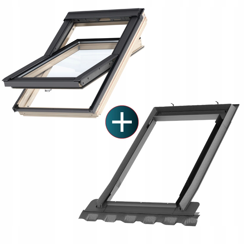 Velux Okno dachowe drewniane Gzl 1051B MK06 78x118 kołnierz falisty Edw