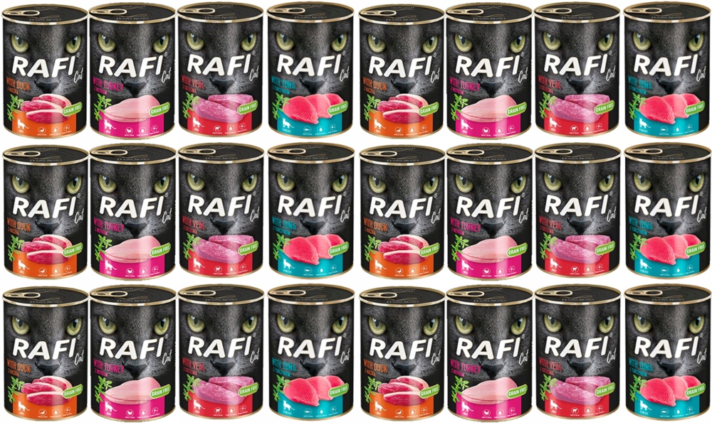 Dolina Noteci pro kočky Rafi MIX 4 příchutí 24x400g
