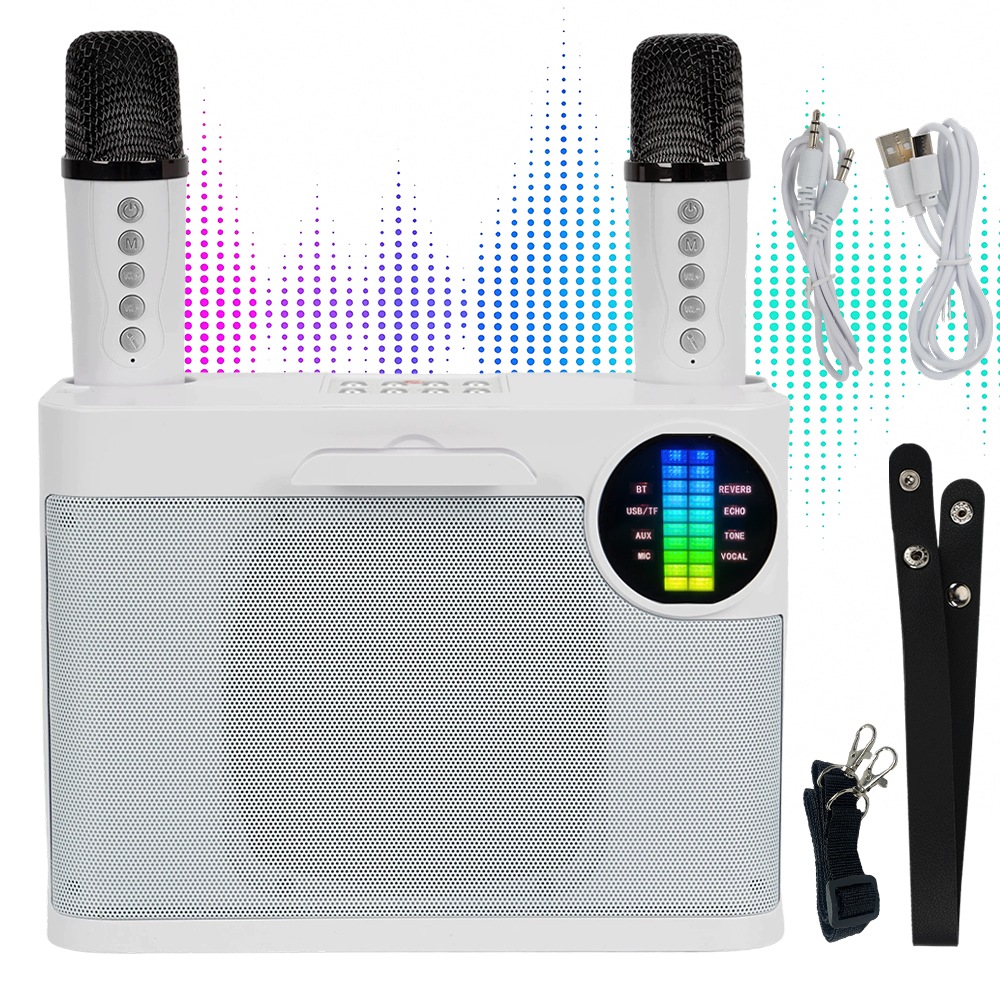 Karaoke se dvěma mikrofony Bluetooth 5 Led hlasových efektů pro párty