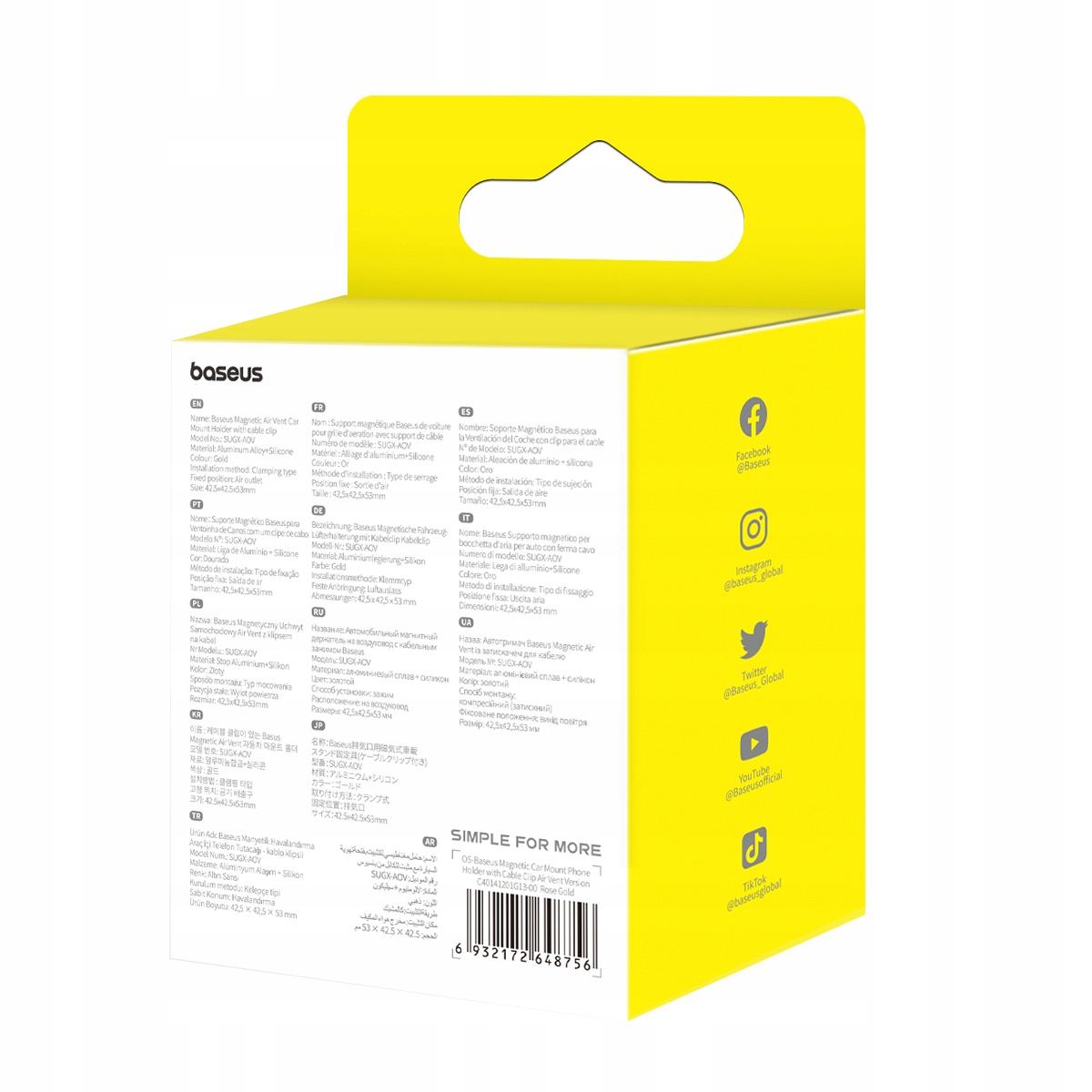 BASEUS UCHWYT DO SAMOCHODU MAGNETYCZNY HOLDER NA TELEFON DO KRATKI NAWIEWU Kod producenta C40141201G13-00