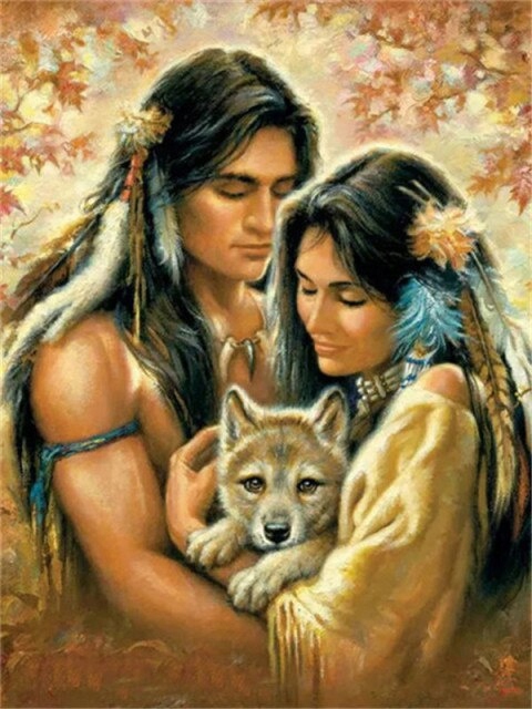 

Haft diamentowy mozaika 5d Indianie 30x40 cm