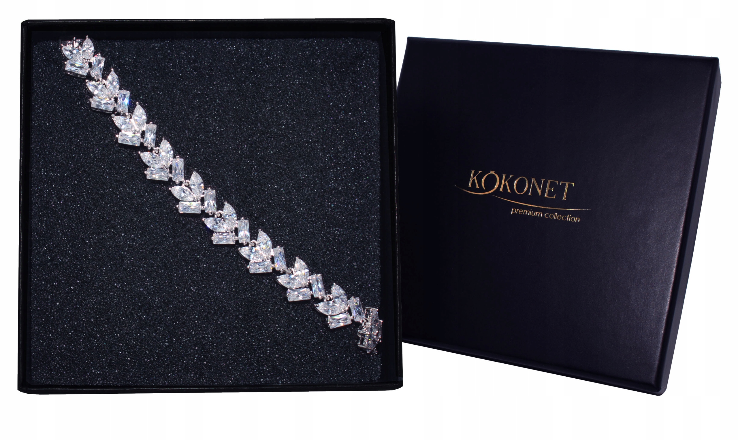 Svatební náramek s lístky Swarovski, krystaly