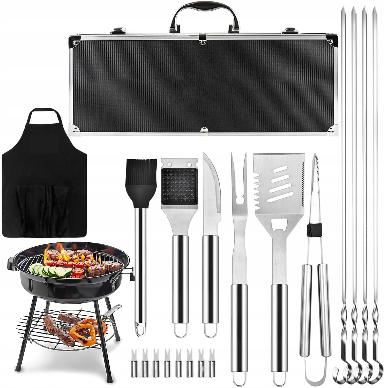 Sada Grilovacích Příborů Bbq Příslušenství Z Nerezové Oceli 21 Ks Kufr