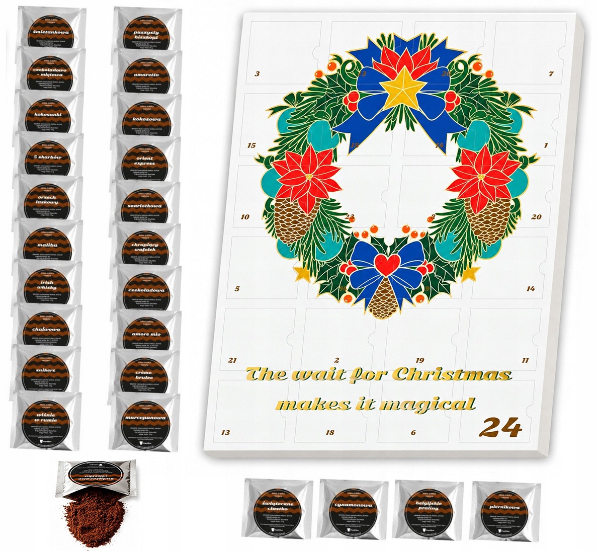 Adventní Kalendář s mletými kávami v sáčcích po 10 g Dárek Mikuláš