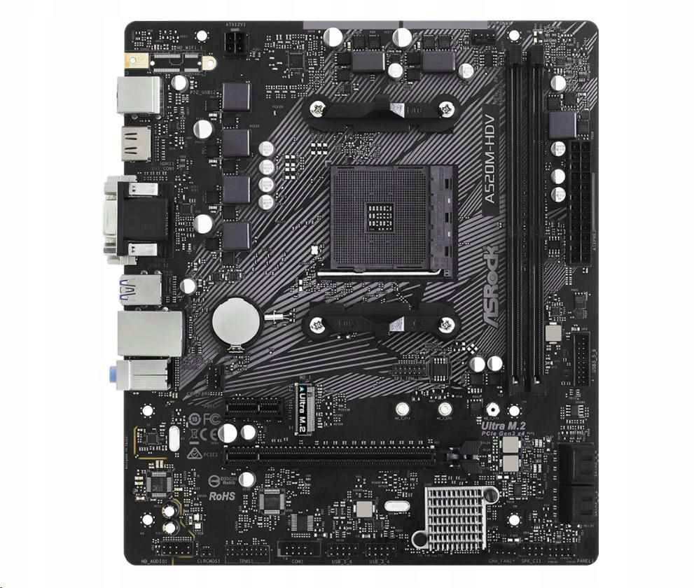ASRock Mb Sc AM4 A520M-HDV, Amd A520M, 2xDDR4, Hdmi, DVI A520M-HDV