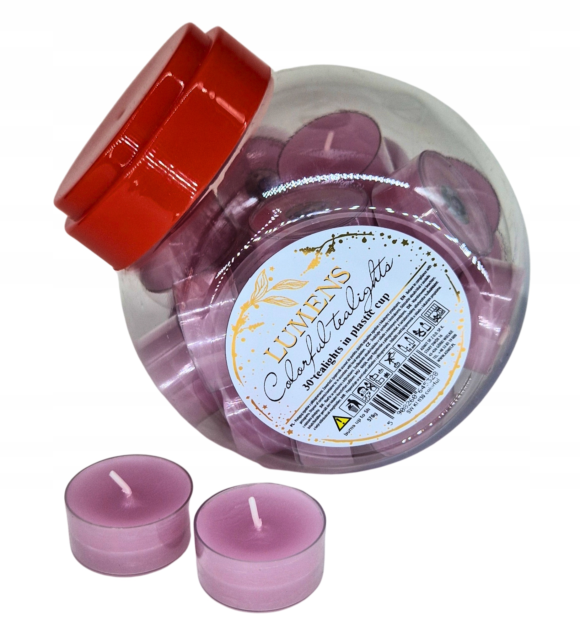 Podgrzewacze tealighty 30 szt. w słoiku, FIOLETOWY