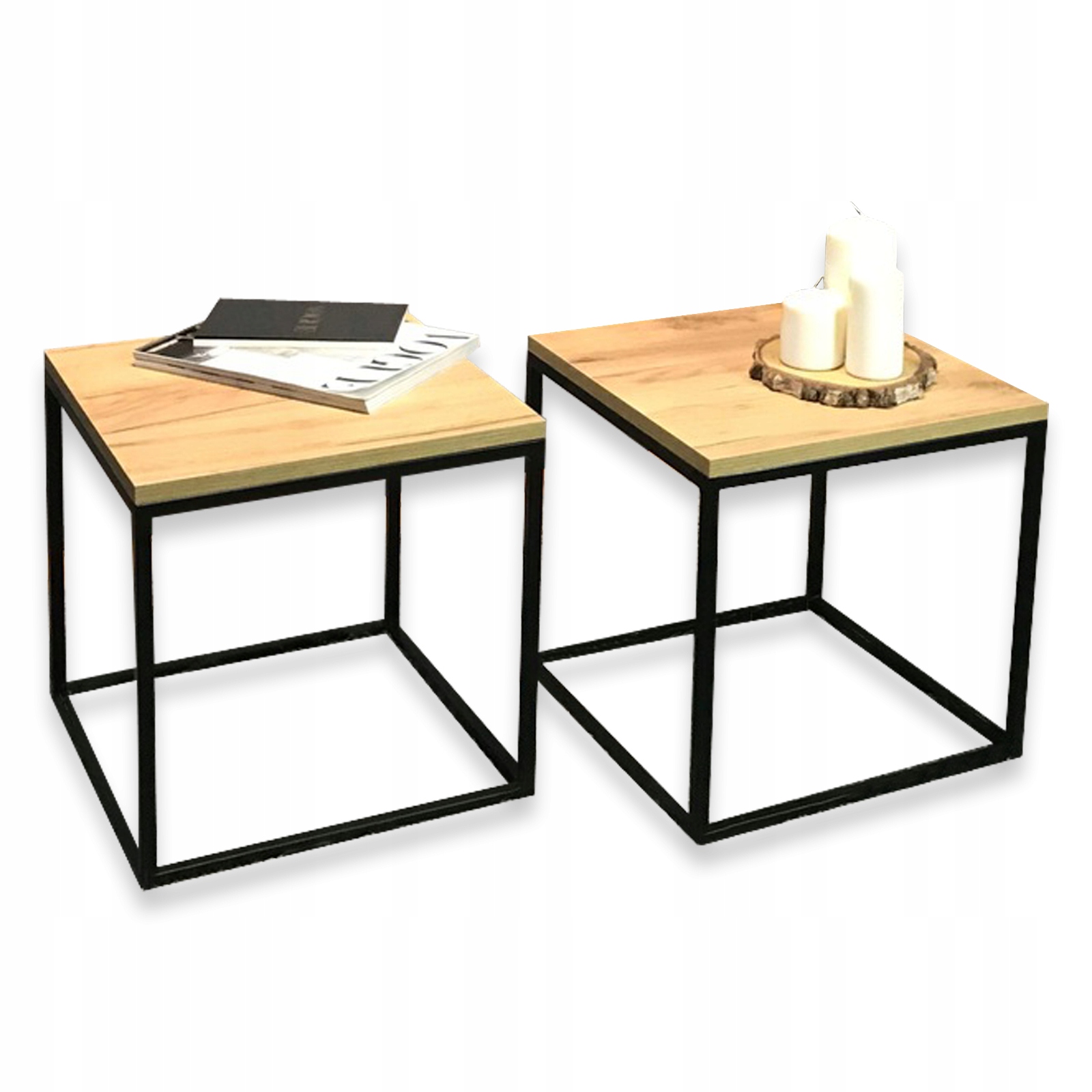

Stolik Kawowy Industrialny Styl Loft 40X40 Dąb