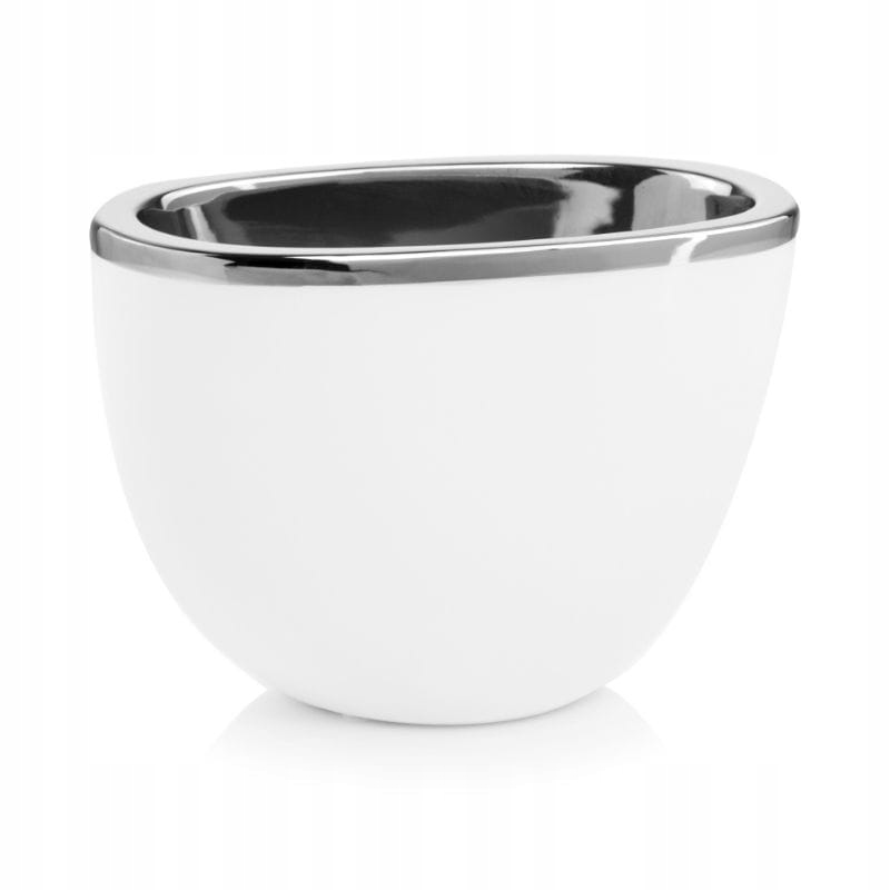 Bílý obal na květináč se stříbrným okrajem 27 cm Polnix Moon 20.058