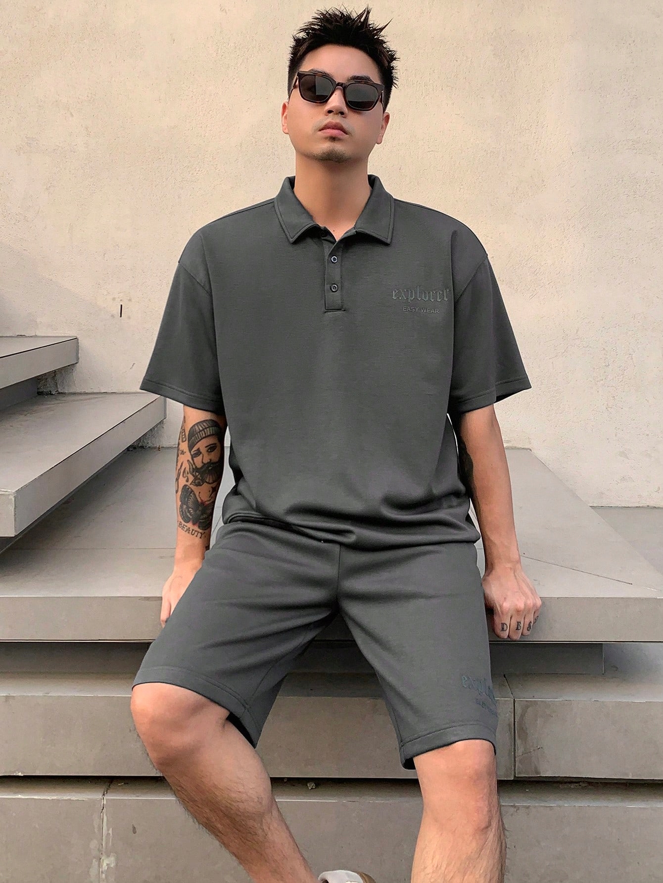 Pánský Letní Komplet Casual Zelené Polo Bermudy Dazy M 38