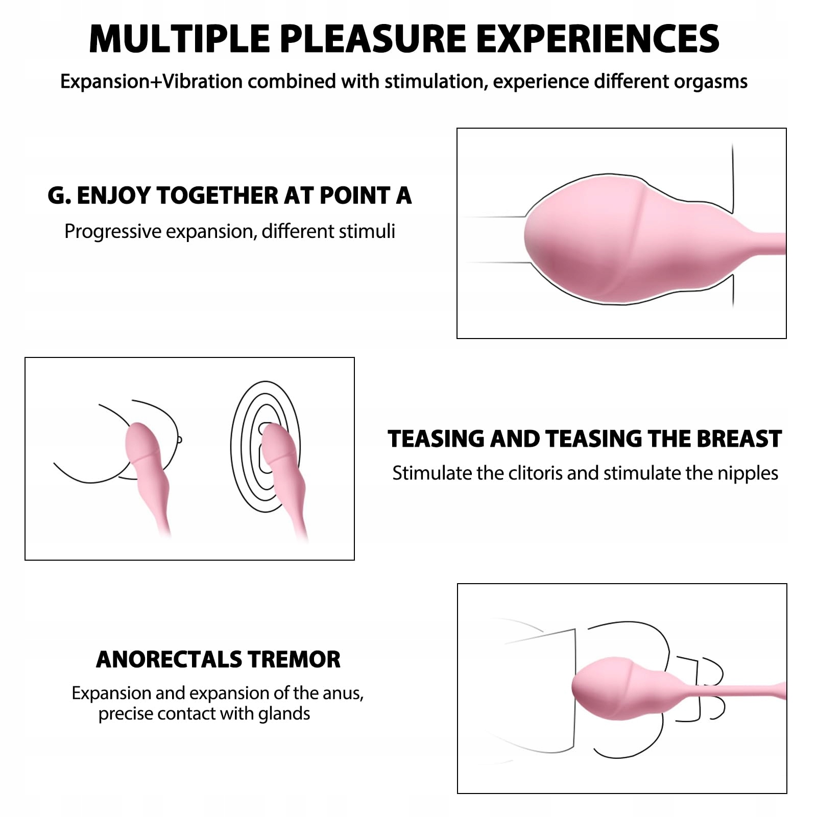 MINI VIBRATOR Ei Analplug Dla Kobiet Z Pompką 10 Trybów Wibracji Cichy — miniatura 3