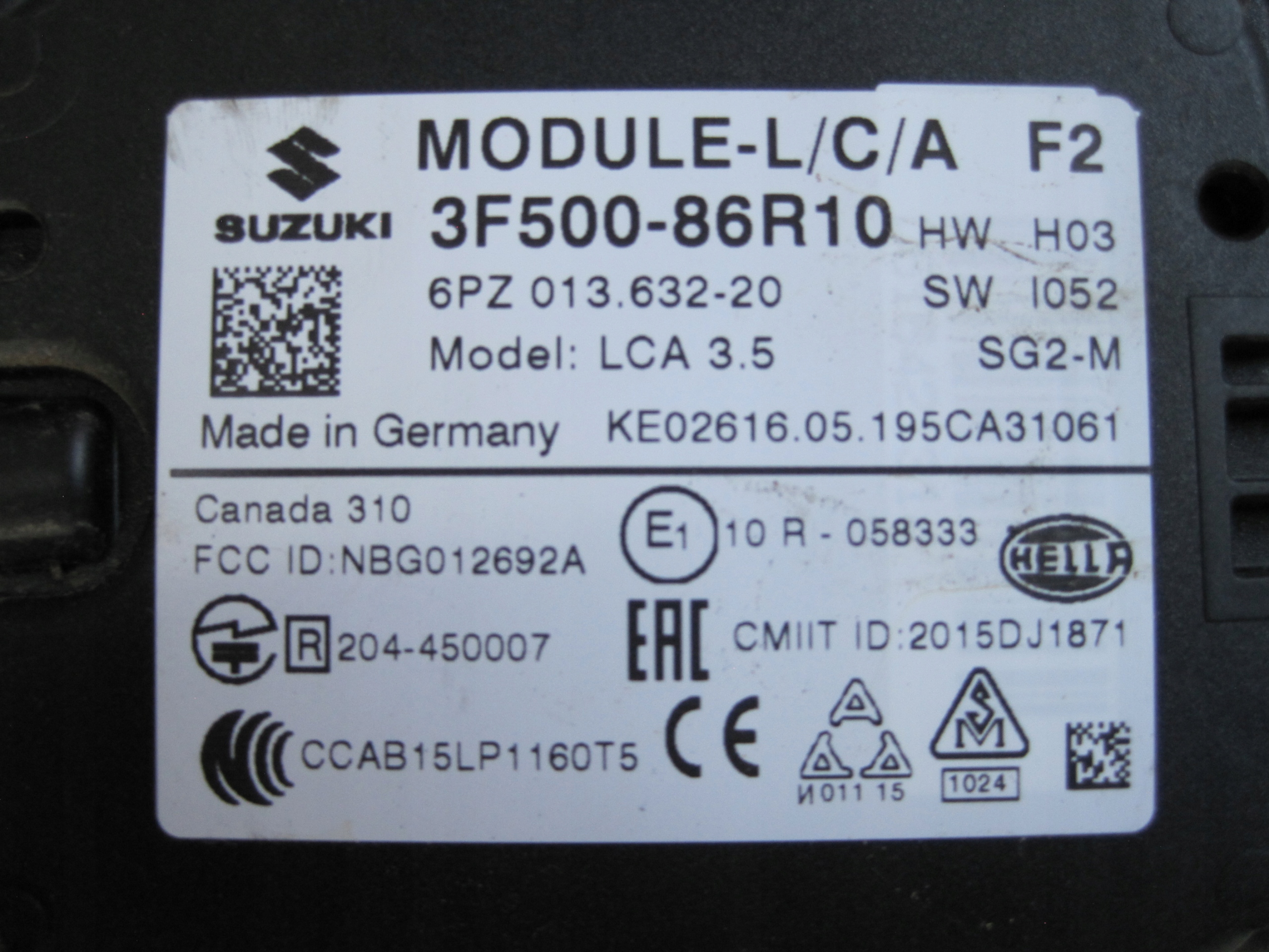 Moduł MARTWEGO POLA 3F500-86R10 SUZUKI VITARA III Producent Suzuki OE