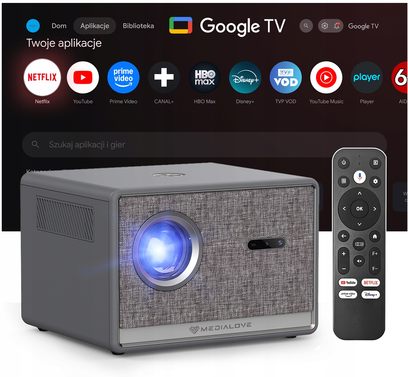 Projektor rzutnik Led 1000ANSI lm FullHD 4K GoogleTV AndroidTV AutoFocus