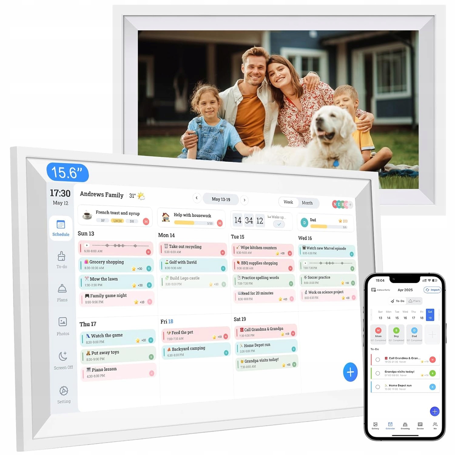 Rámeček Na Fotografie Frameo Wifi 32GB 15,6'' Dotykový Fotorámeček Bílý