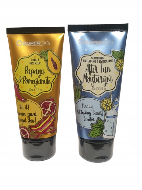 Supertan sada krémů na opalování a po opalování v soláriu Papaya AfterTan 2x150 ml