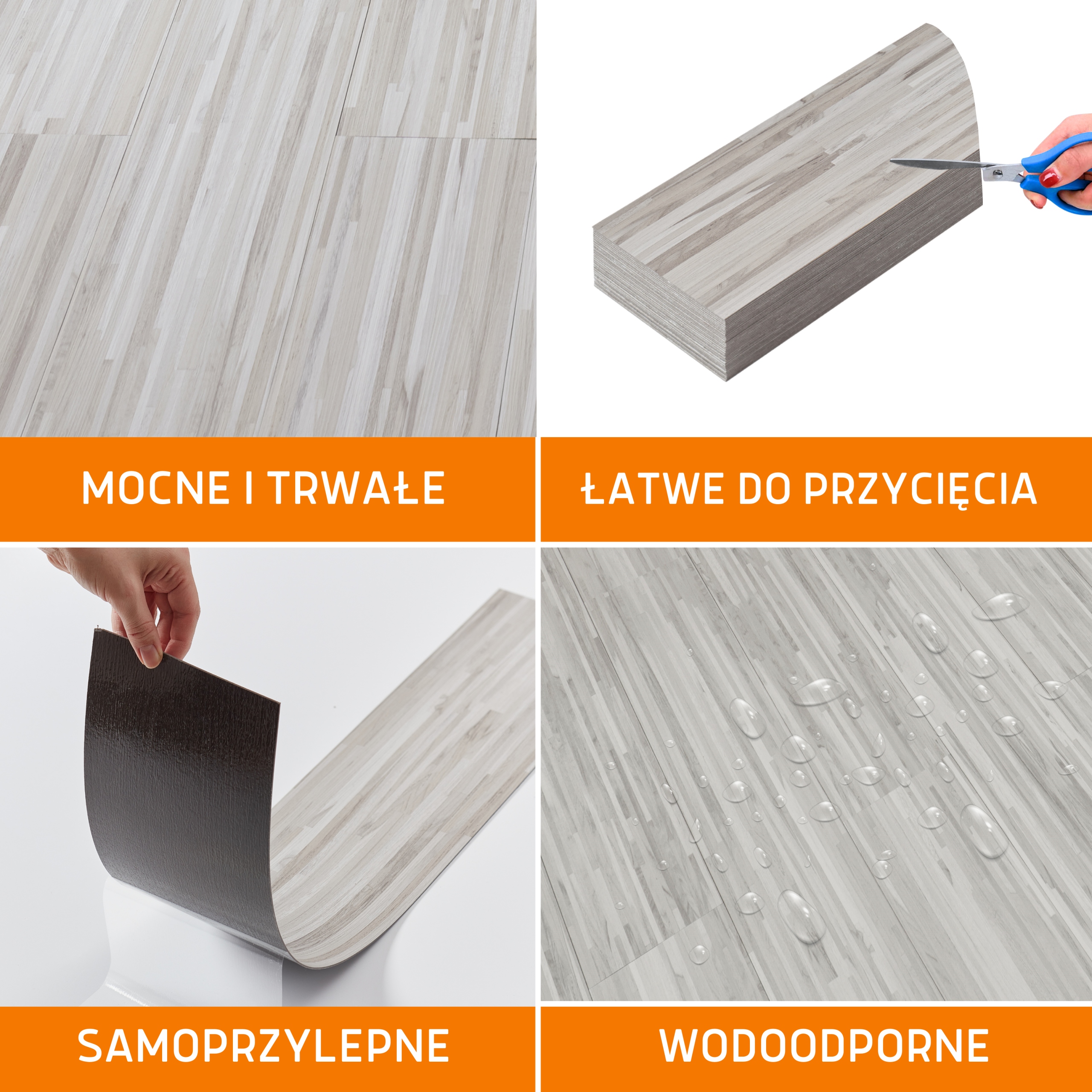 Panele Winylowe Samoprzylepne 5m² PUSTYNNY POPIEL Deski parkiet WODOODPORNE Kolor producenta GA301-19