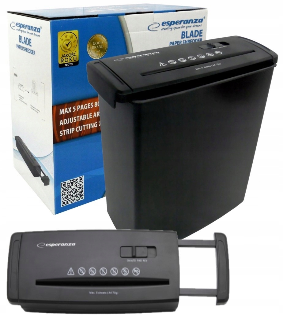MOCNA NISZCZARKA PAPIERU DOKUMENTÓW KARTEK Z KOSZEM KOSZ 10L ESPERANZA
