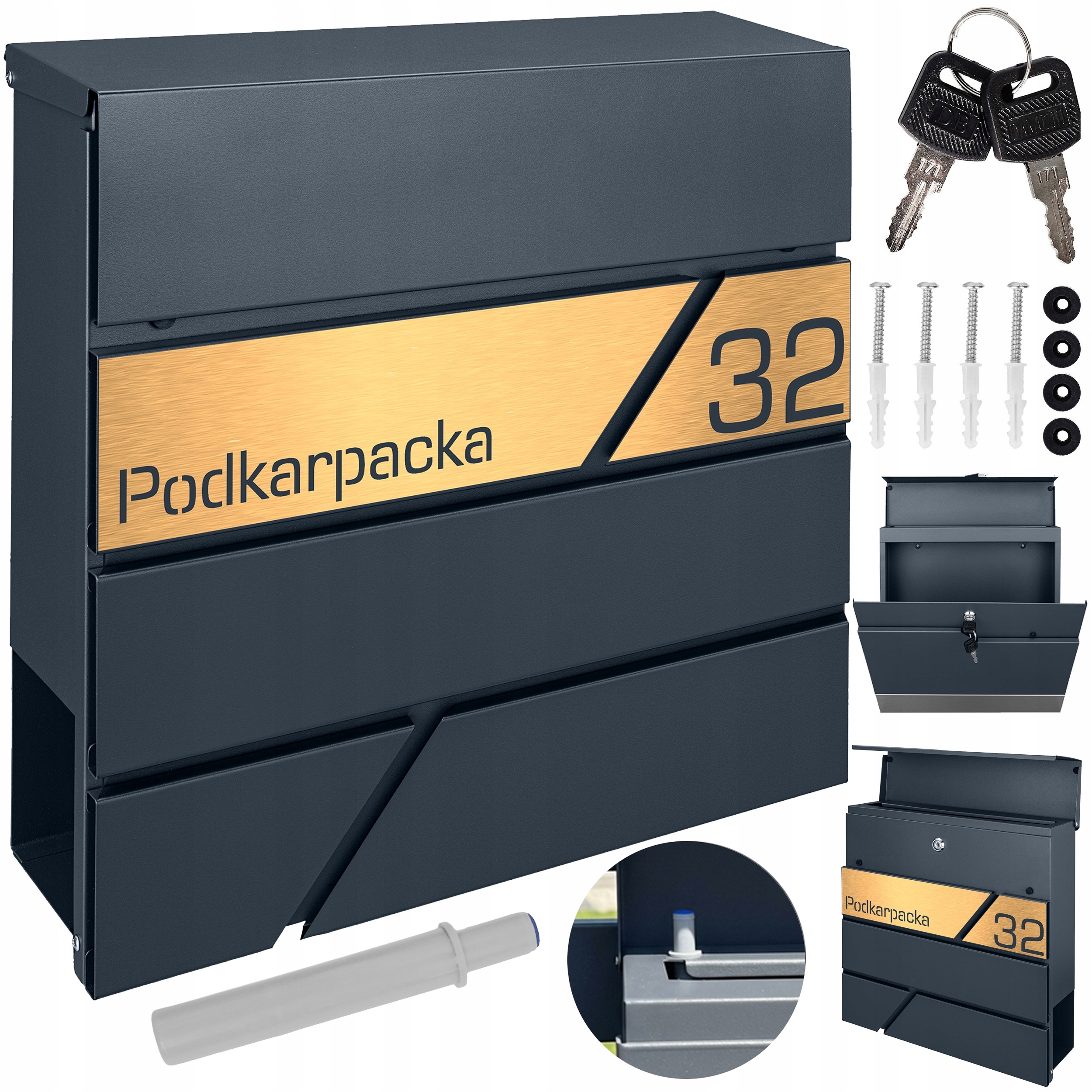 Moderní Poštovní Schránka Antracit S Cedulkou