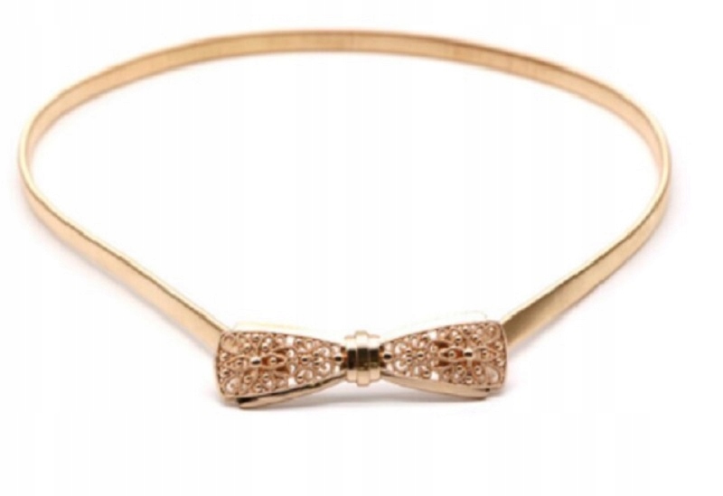 

Sprężyna Pasek Damski Złoty Kokarda Do Sukienki