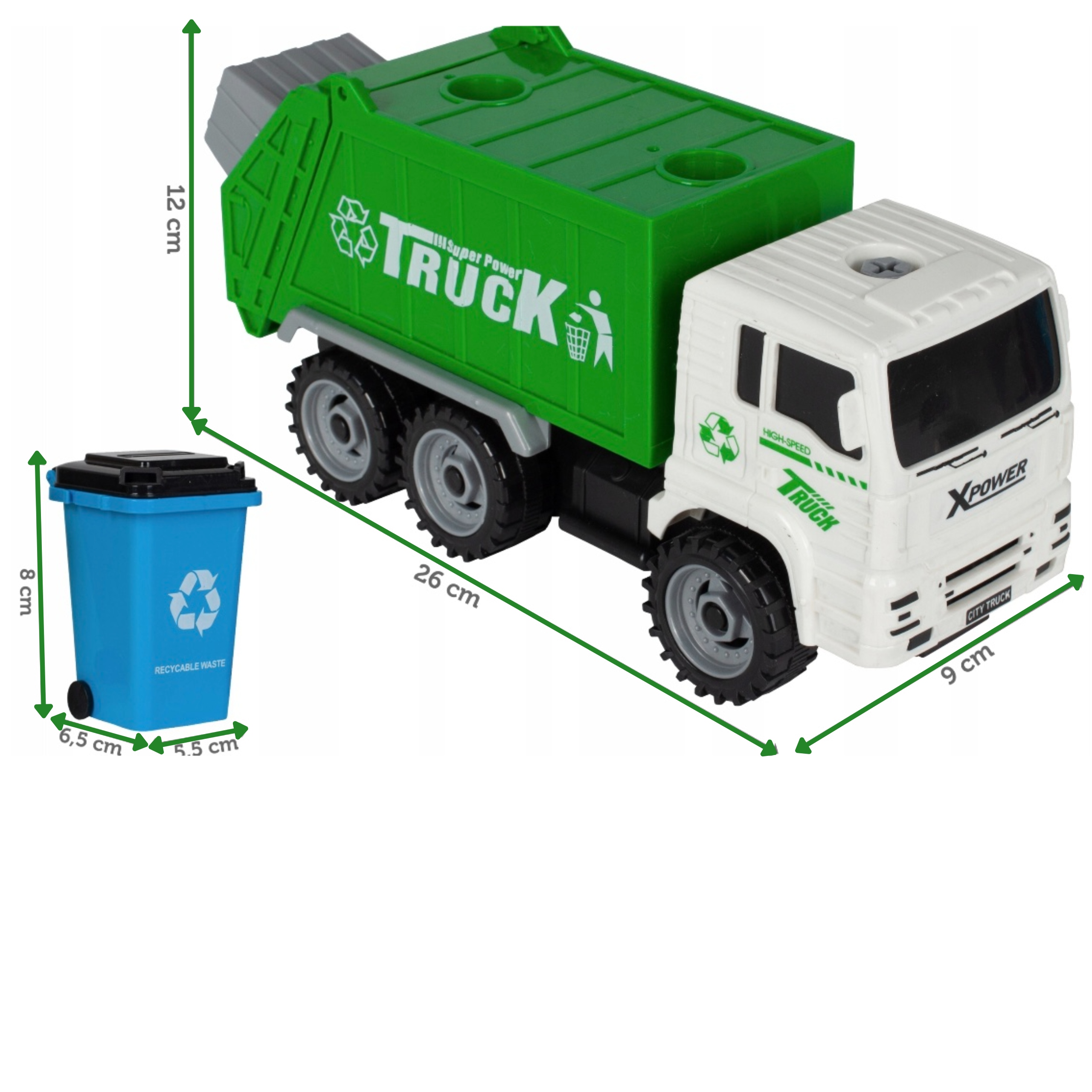 DUŻA ŚMIECIARKA AUTKO DO SKRĘCANIA ZABAWKA RUCHOMA ZESTAW SKRĘCANIA RUCHOMA Skala nie dotyczy