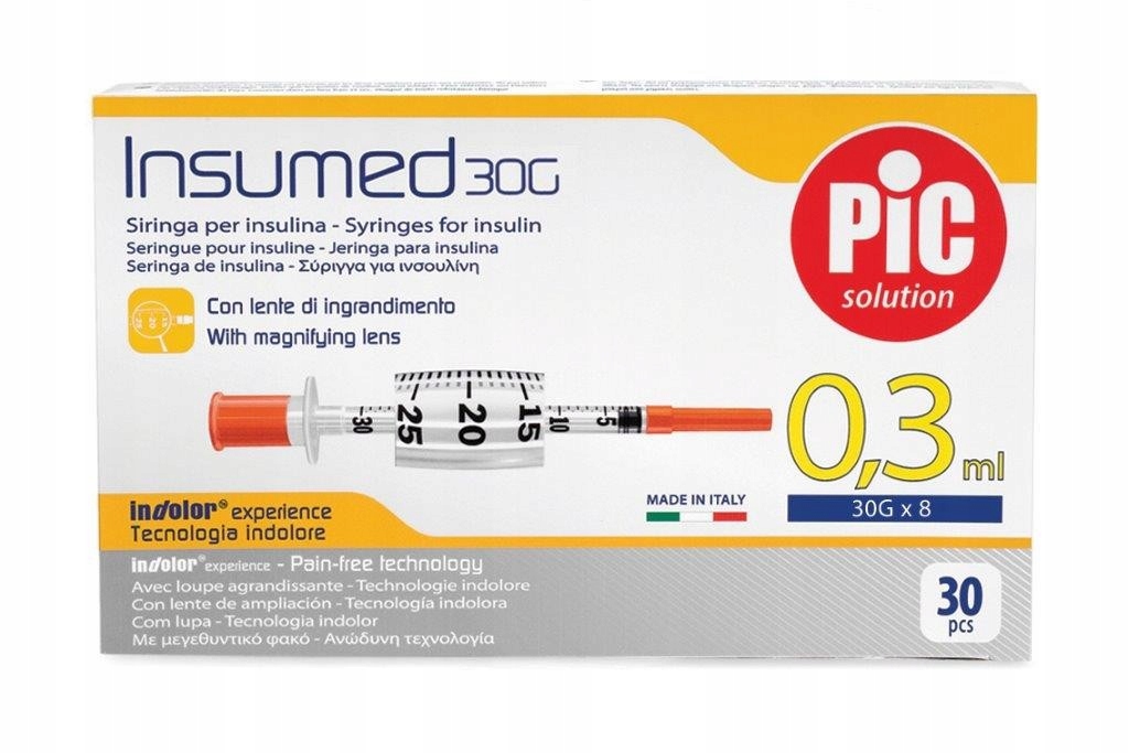 

Strzykawki insulinowe Insumed 0,3ml G30x8mm 30 szt