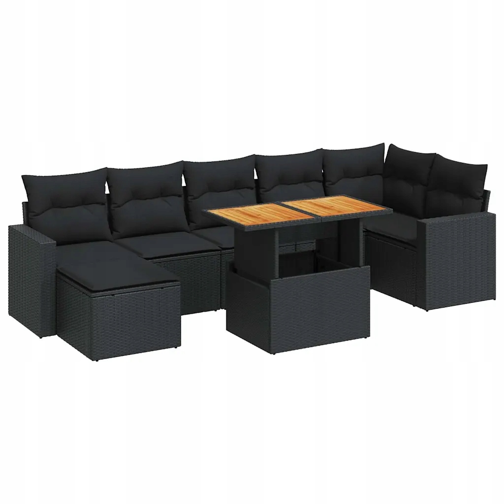 Modulární zahradní sestava z Pe ratanu, černá barva, rozměry 100 x 55