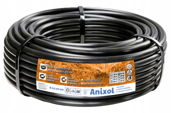 Rura 25mm 50m PN6 Pe montażowa do nawadniania testowana na 10 bar Anixol