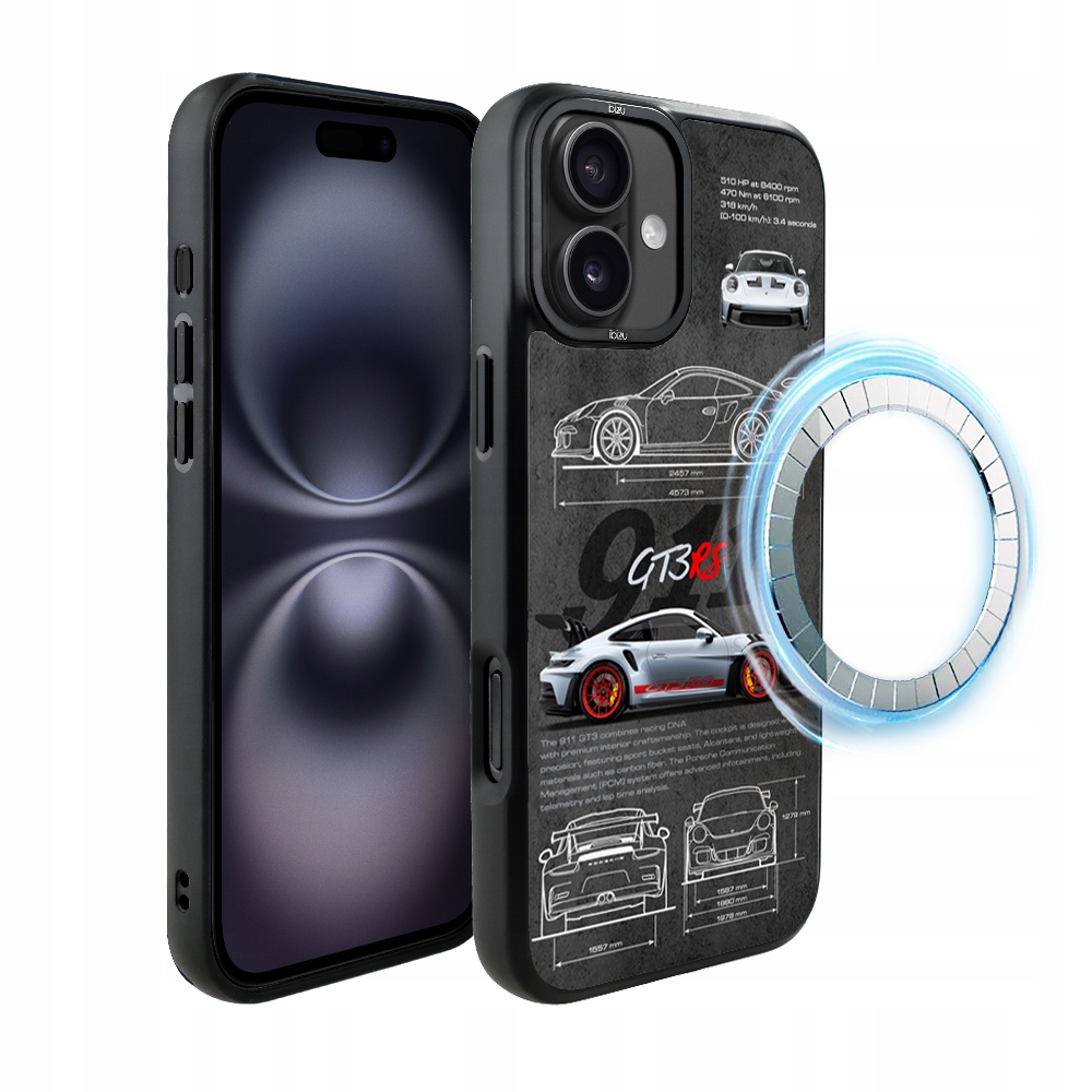 Pouzdro pro iPhone 16 Plus Ibizu DropGuard Matné s MagSafe, 911 GT3 Rs