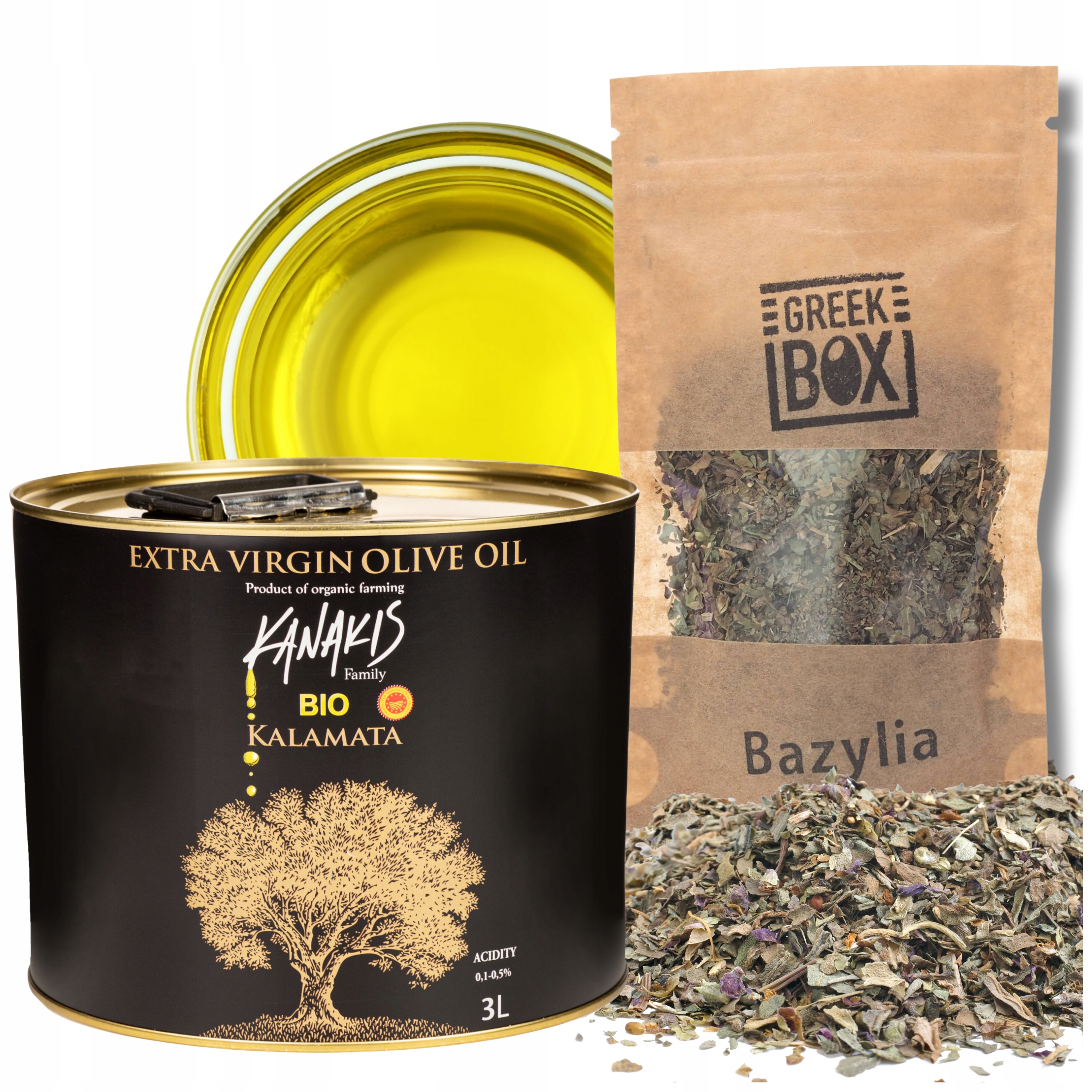 Oliwa z Oliwek Extra Virgin 3l Grecka obsypana medalami Tradycyjna Bazylia