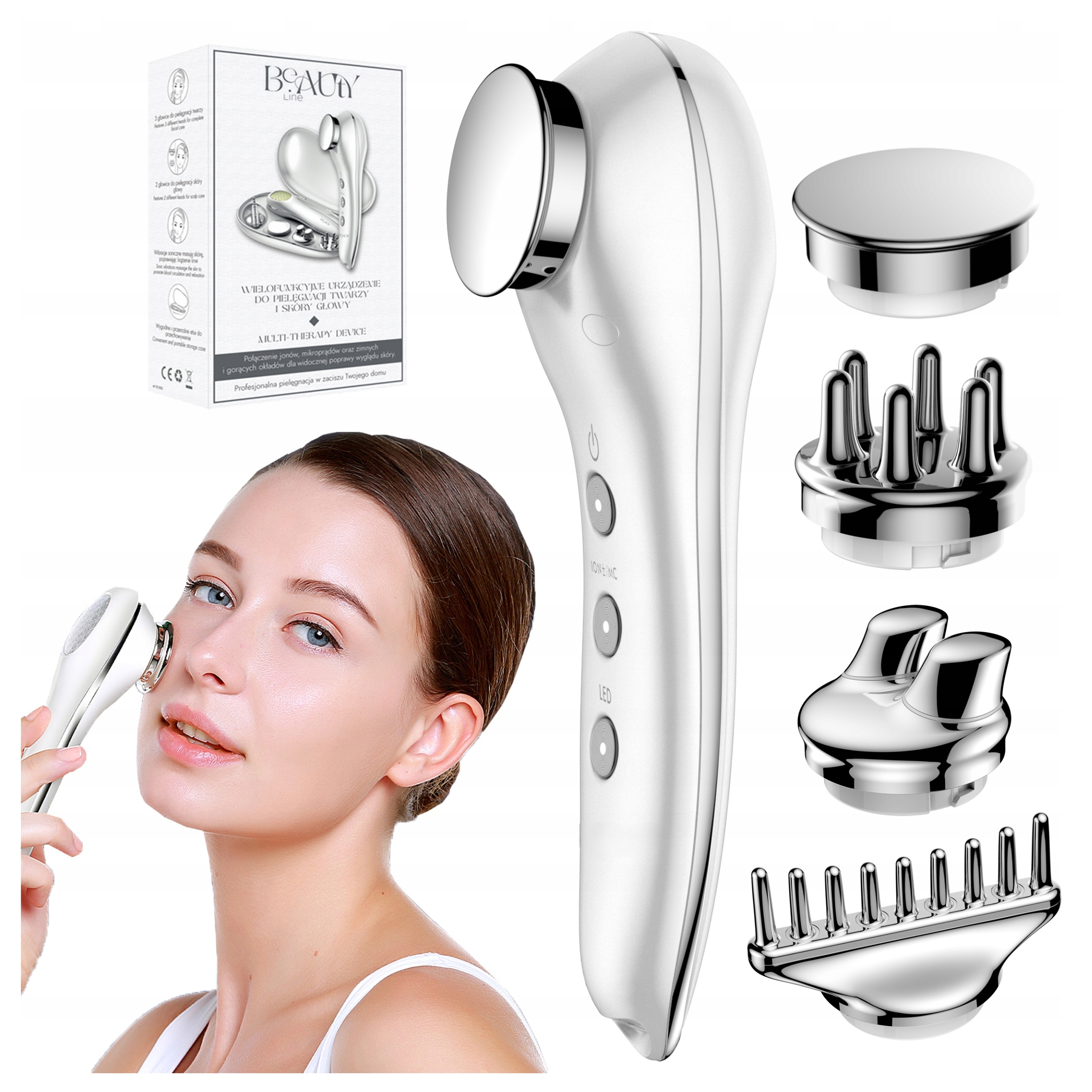 Mezoterapia Bezigłowa do Twarz Skóry Głowy masażer BeautyLine Tech-med