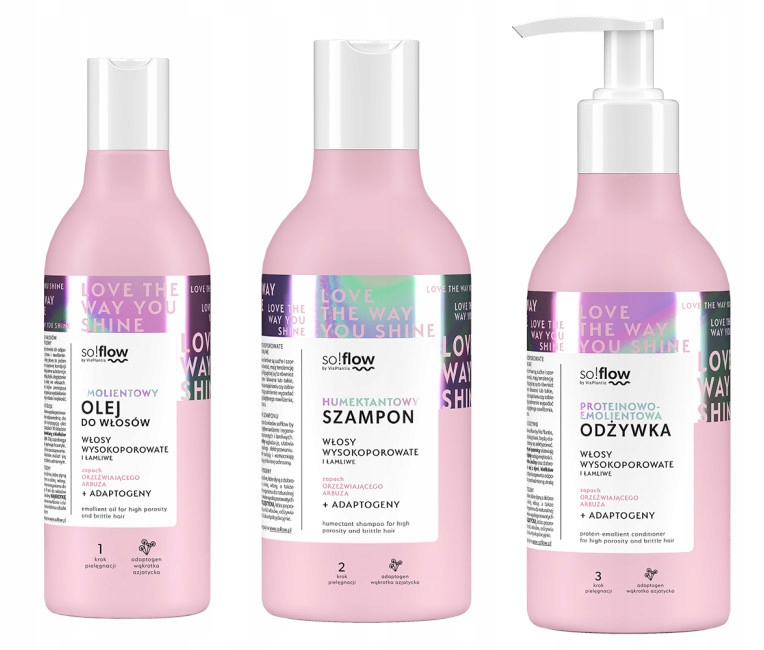SO!FLOW ZESTAW WYSOKOPOROWATE OLEJ + SZAMPON + ODŻYWKA