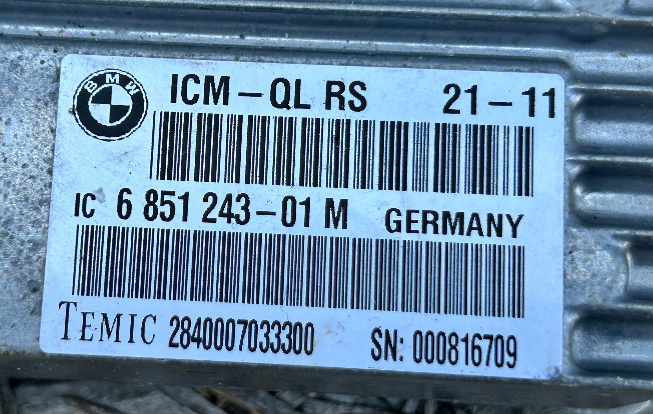 module control unit ICM BMW 5 GT GRAN TURISMO F07 6851243