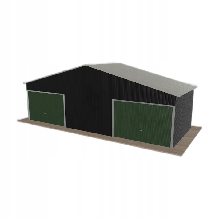 Plechová garáž 9x3.5 m dvoupolohová, dvoupolohová, černá