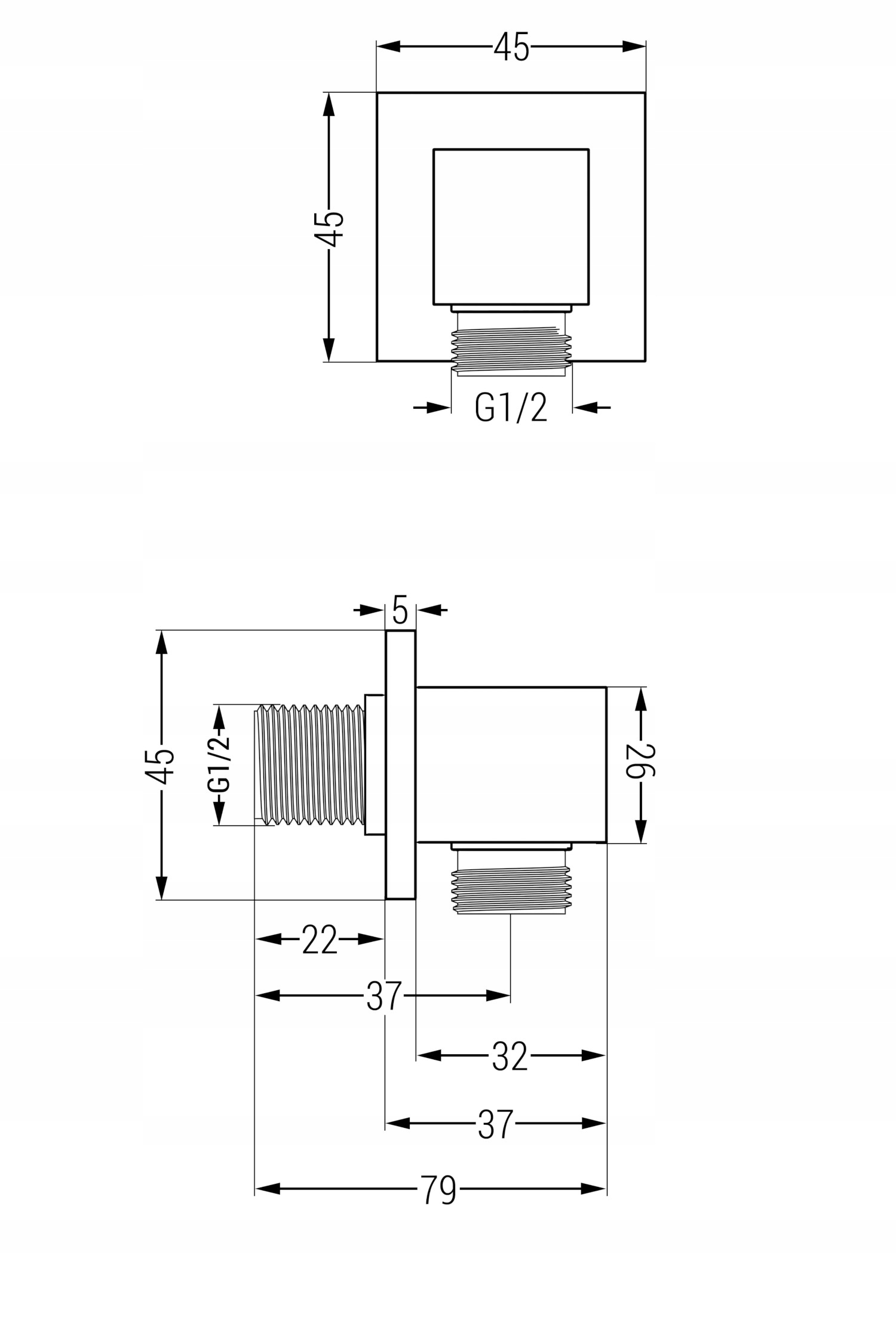 MEXEN CUBE PRZYŁĄCZE KĄTOWE KWADRAT MOSIĄDZ GRAFIT Typ natynkowy