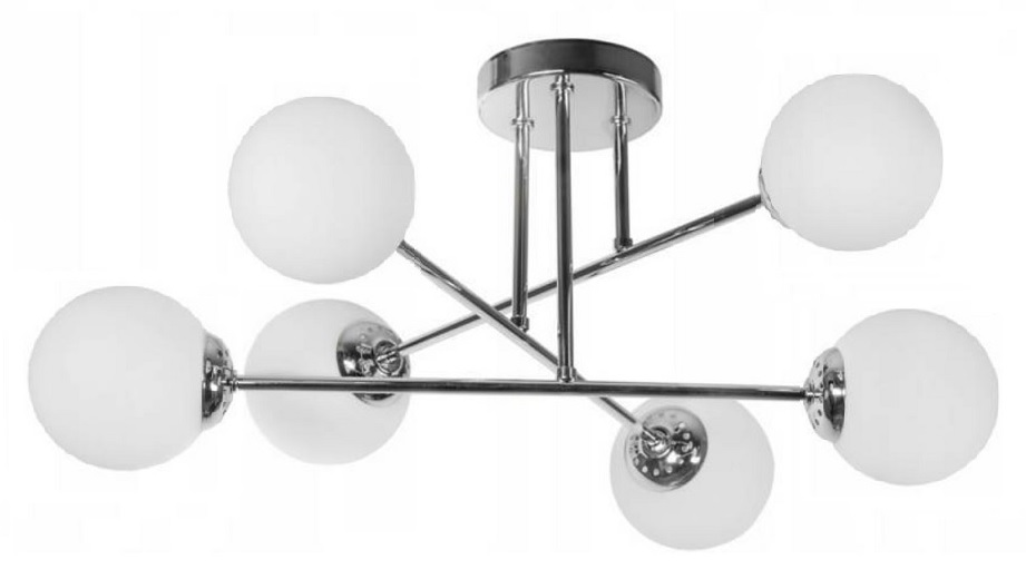 Lampa wisząca sufitowa Led 6xE27 chrom białe kule loft