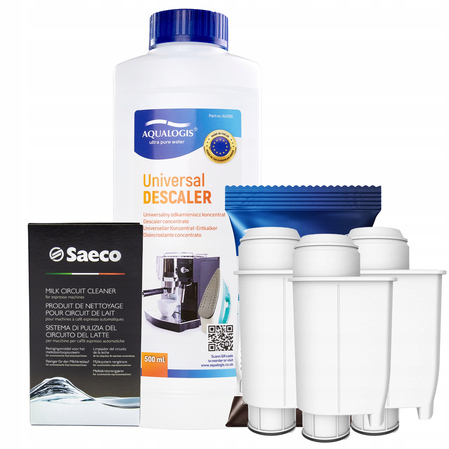 Odvápňovač 500ml Prášek 3x FIltr Pro Kávovar Gaggia AL-Inte+