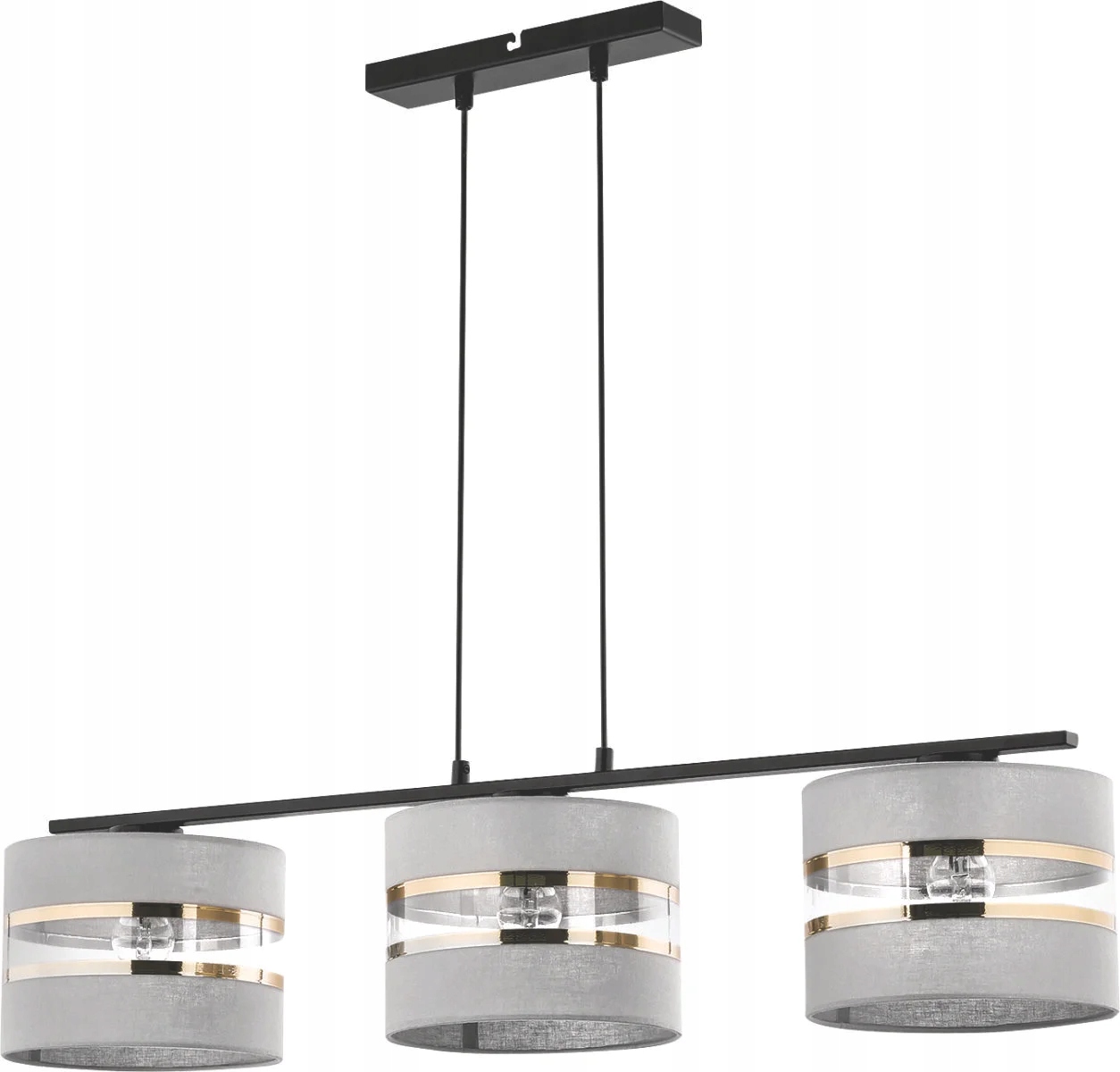 Závesná lampa Sigma Lighting Sara 3xE27, šedá so zlatými pruhmi