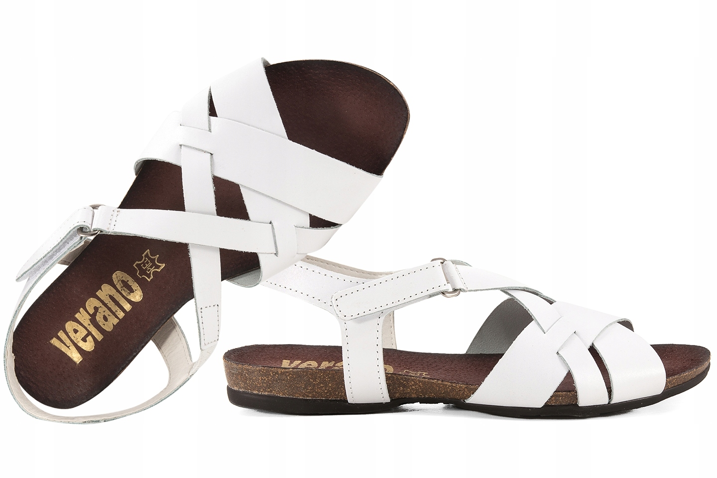 Verano 674 Dámské Španělské Kožené Sandály Na Korku, bílé, velikost 42, bílá