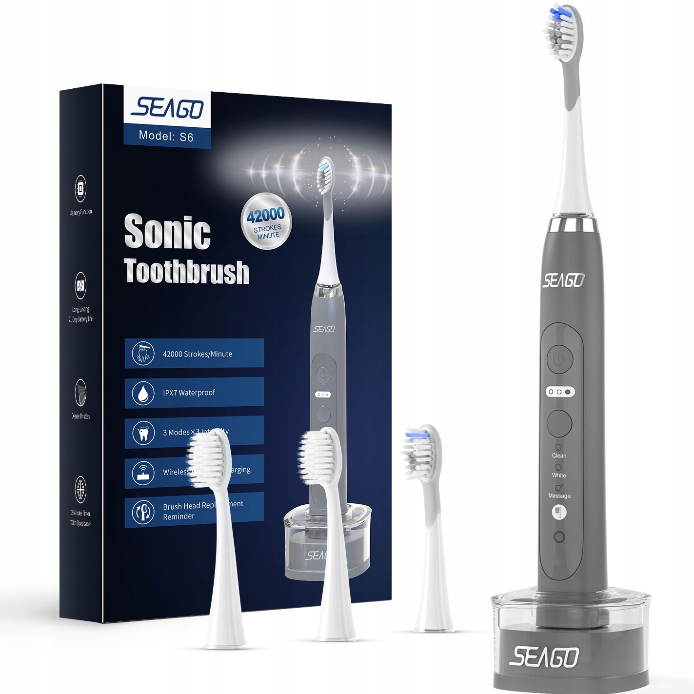 Szczoteczka Elektryczna Soniczna Do Zębów Seago S6