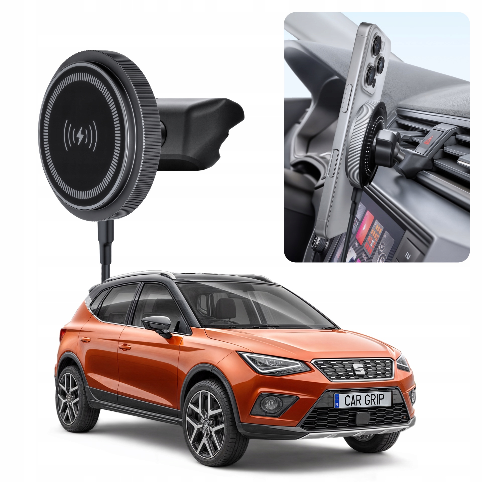 Uchwyt magnetyczny MagSafe z ładowaniem do Seat Arona (2018-)