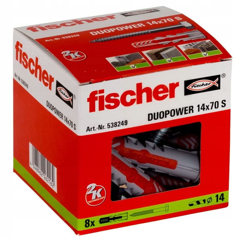

Fischer Duopower kołek z wkrętem 14x70 S 8szt/opak