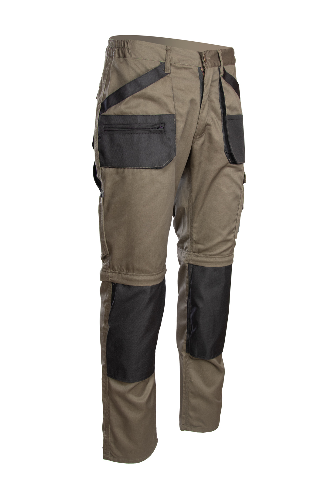 SPODNIE ROBOCZE MONTERSKIE ODPINANE NOGAWKI MOCNE Model BRIXTON PRACTICAL KHAKI