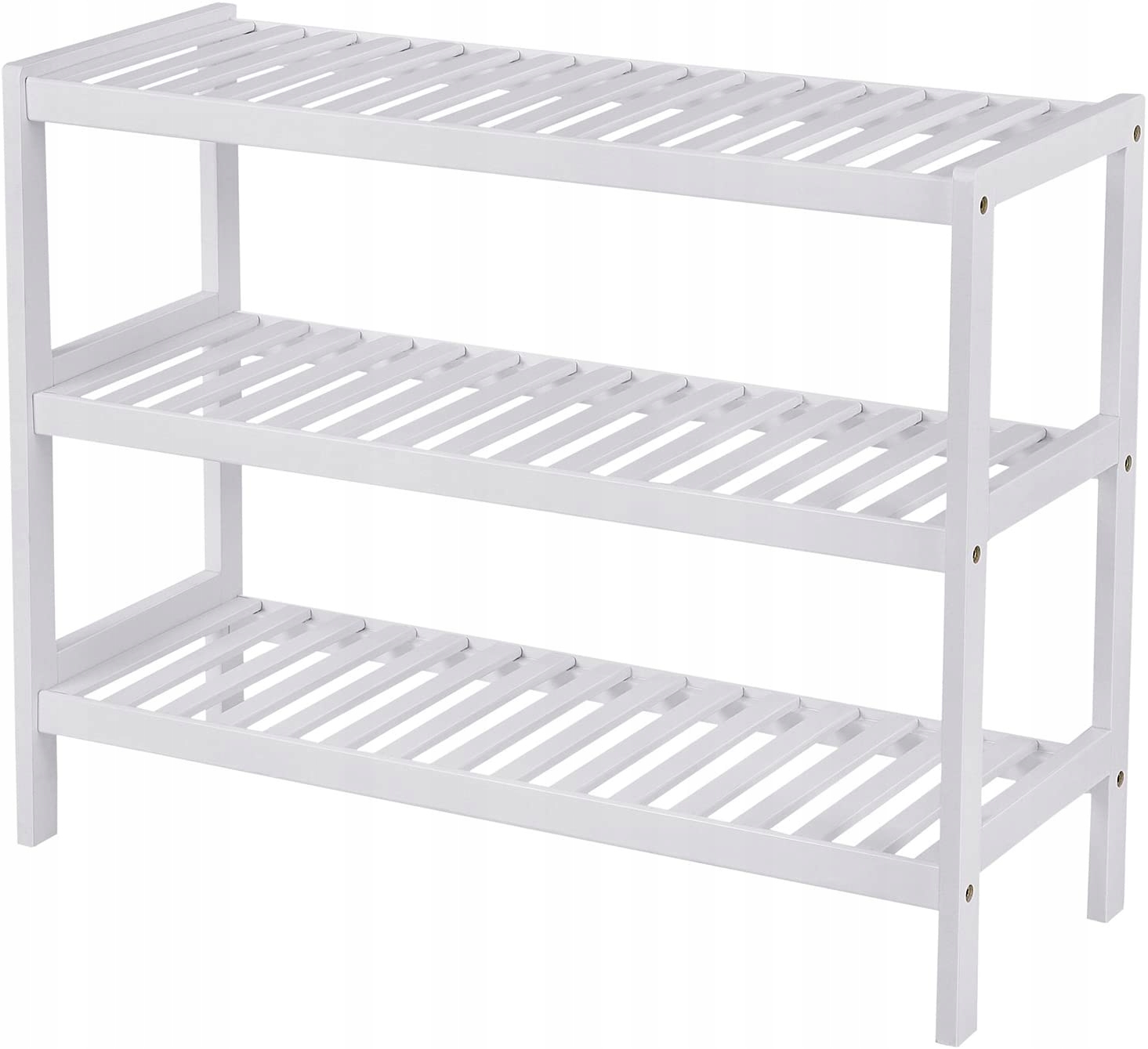 Regál na boty, stojan na boty, 3 úrovně, bambusový, bílý, 70 cm do předsíně
