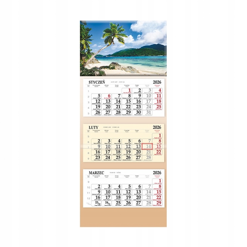Kalendarz trójdzielny 2026