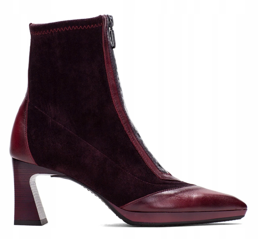 Bordové Dámské Kotníkové Boty Na Prémiovém Podpatku, Španělské, Kožené, Španělské, Hispanitas 40