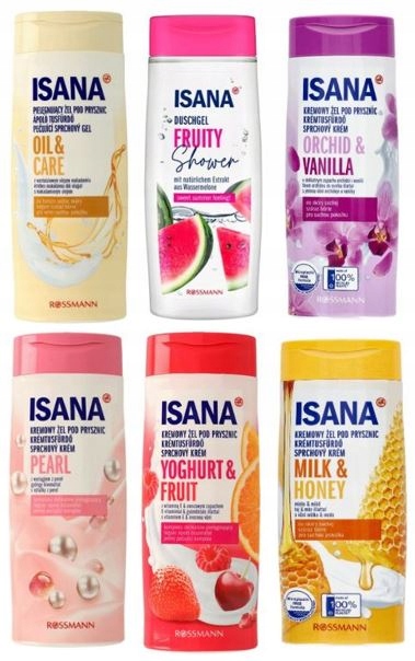 

Isana Żel pod prysznic 300 ml Duży Zestaw 6 szt