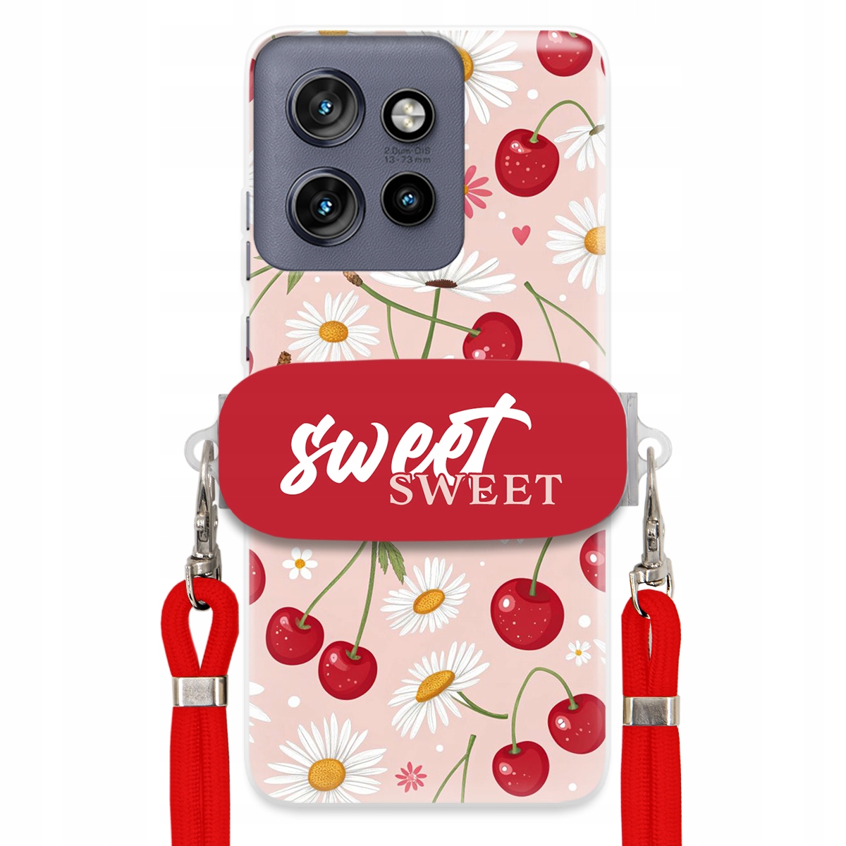 Pouzdro pro Motorola Edge 50 Neo Červené vodítko držák Crossbody Sweet Cherry