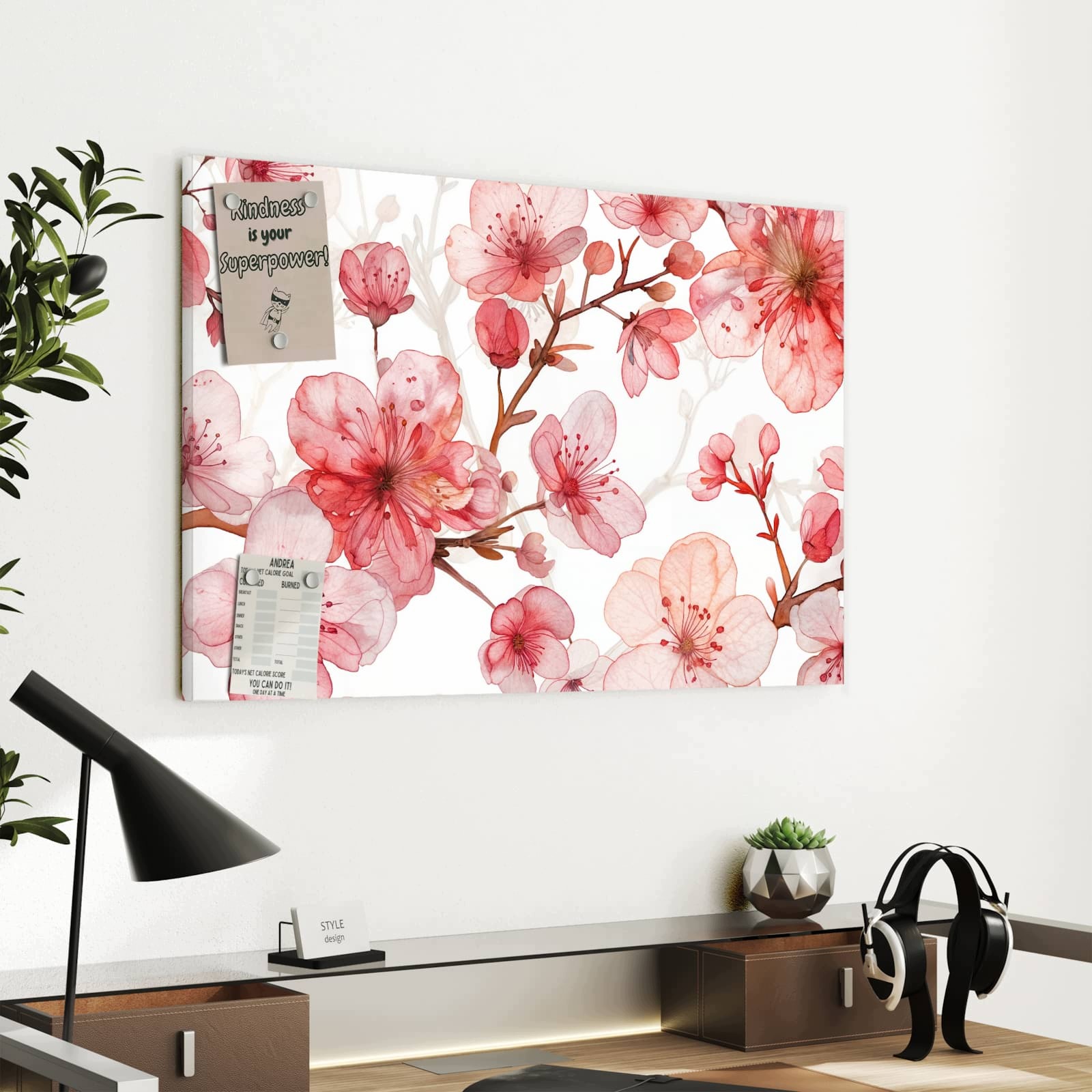 Magnetická tabule Vzor květinový Květiny 60 × 40 cm