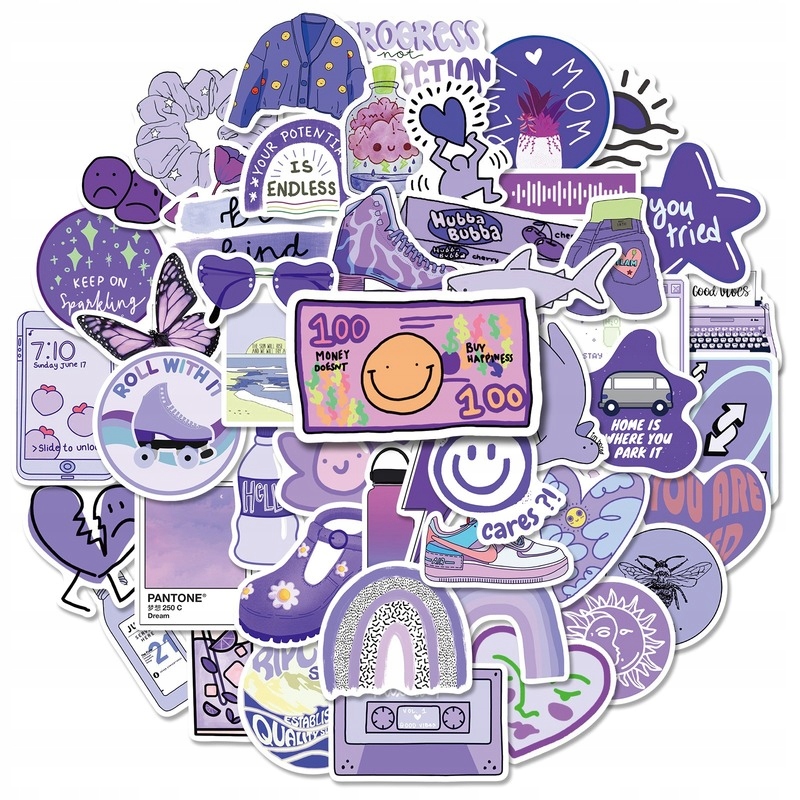 100 sztuk Purple Aesthetic Stickers Vinyl Decals za 36 zł z bo zhou shi