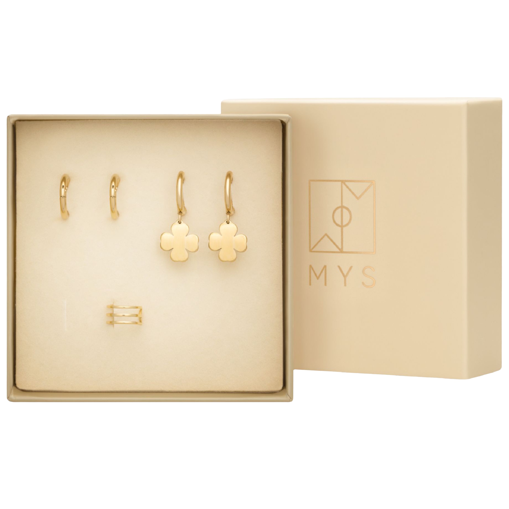 Sada 5 náušnic Náušnice pozlacené čtyřlístky závěsná kolečka náušnička Mys